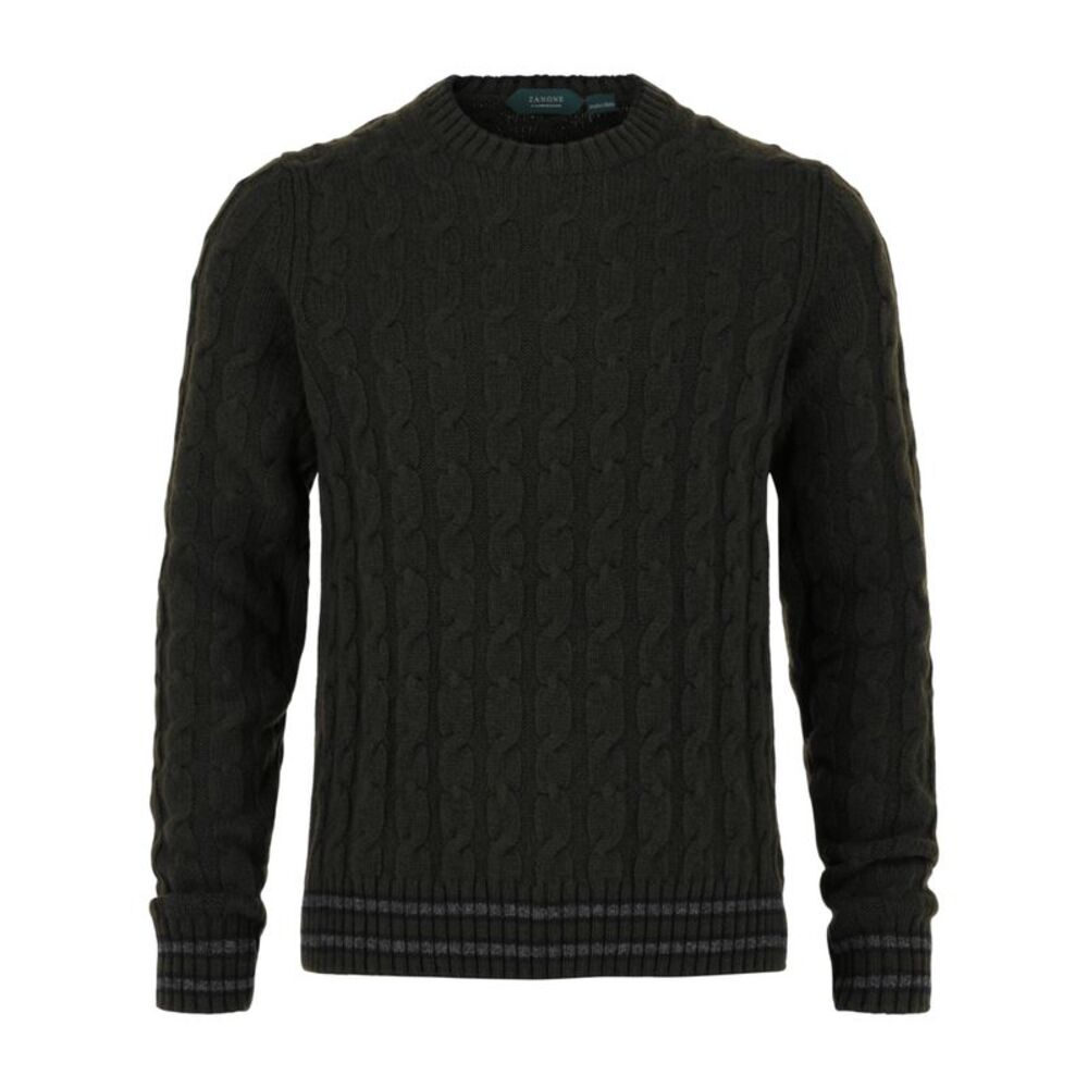 Slowear Zanone Cable Knit Sweater Green Mens